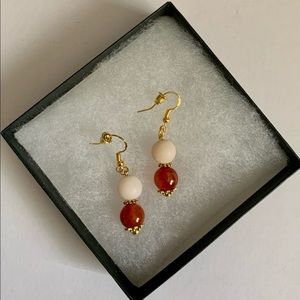 Carnelian Agate /Matte Aventurine Drop Earrings